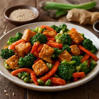 Sauté de Tofu aux Légumes Croquants et Sauce Sésame (Sans Lait)
