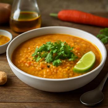 Soupe de Lentilles Corail et Coco au Curry