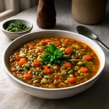 Soupe de Lentilles et Légumes Faible en Sodium