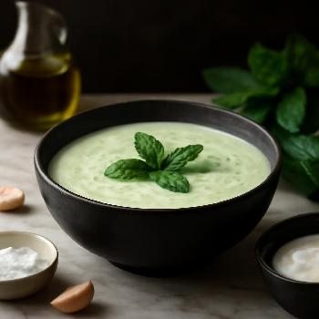 Soupe froide de concombre et yaourt à la menthe