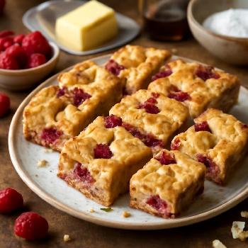 Blondies au Chocolat Blanc et Framboises