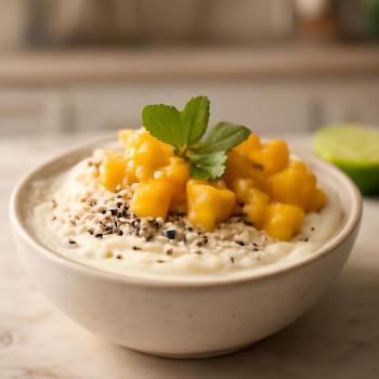 Bol de Yaourt Exotique: Mangue, Noix de Coco et Graines de Chia