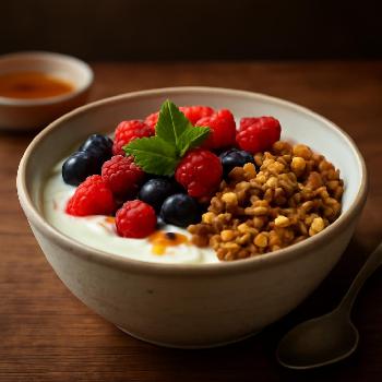 Bol de Yaourt Grec aux Fruits Rouges et Granola Maison