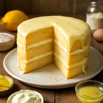 Gâteau à Étages Citron et Mascarpone avec Glaçage Citronné