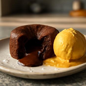 Moelleux au Chocolat Noir et Glace au Caramel Salé