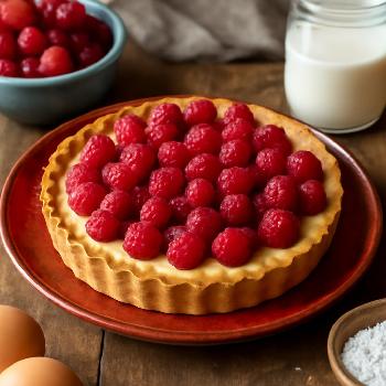 Tarte aux Framboises et Crème Pâtissière Légère