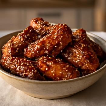 Ailes de poulet caramélisées au miel et au sésame