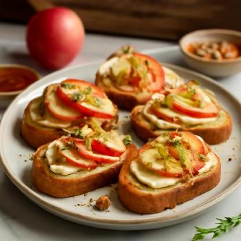 Crostini Brie-Pomme et Noix: Un Apéritif Végétarien Élégant