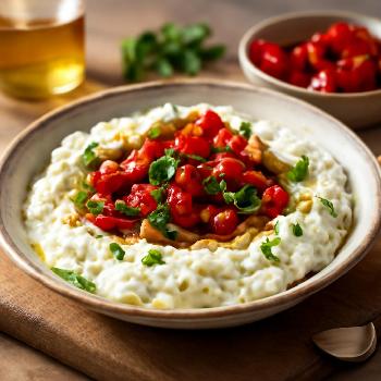 Dip au Fromage Feta Fouetté et Piments Rouges Rôtis