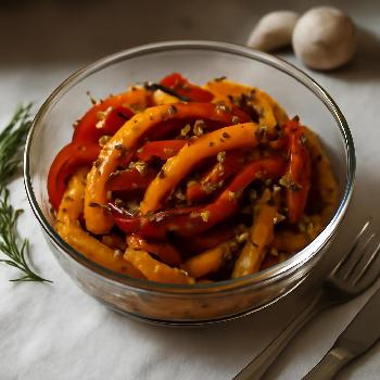 Lanières de Poivrons Rôtis Marinées à l'Ail et aux Herbes