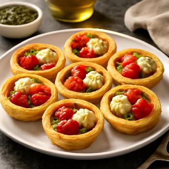 Mini Tartelettes au Pesto, Tomates Cerises et Mozzarella