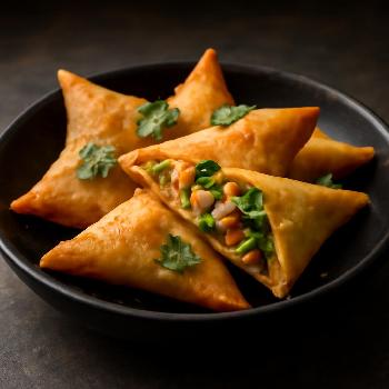 Samoussas au Poulet, Curry et Légumes Croquants