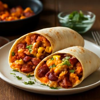 Burrito Déjeuner Chorizo et Patates Douces