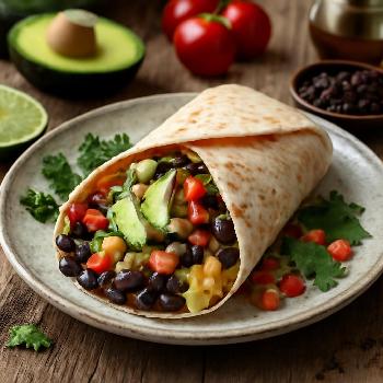 Burrito Végétarien Déjeuner aux Haricots Noirs et Avocat