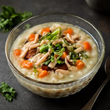 Okayu (Porridge de riz japonais) au poulet et aux légumes
