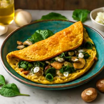 Omelette aux Champignons et Épinards