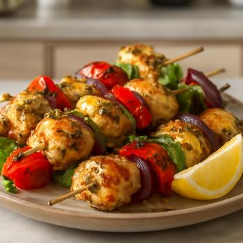 Brochettes de Poulet Marinées au Citron et Herbes Aromatiques