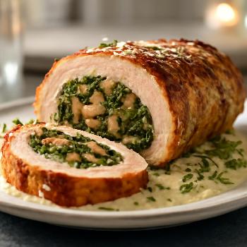 Filet de porc farci aux épinards et champignons