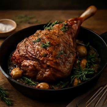 Gigot d'Agneau Rôti à l'Ail et aux Herbes