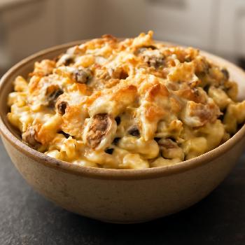 Gratin de Poulet Alfredo aux Champignons