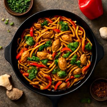 Lo Mein au Poulet et Légumes