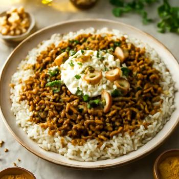 Mujadara Épicée au Yaourt et Noix de Cajou