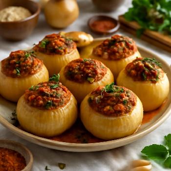 Oignons farcis à la viande et aux herbes