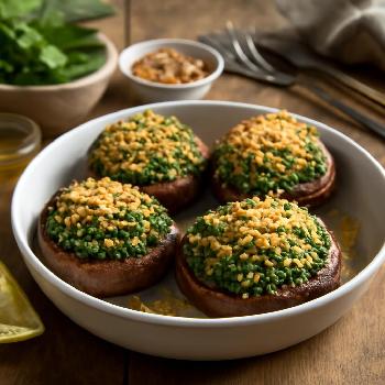 Portobellos Farcis Végétaliens au Pesto de Basilic et Noix