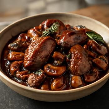 Ragoût de Canard aux Champignons et au Vin Rouge