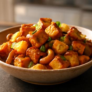 Sauté de Tofu Teriyaki aux Ananas et Noix de Cajou
