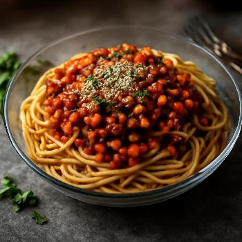Spaghetti Bolognese Végétarienne aux Lentilles