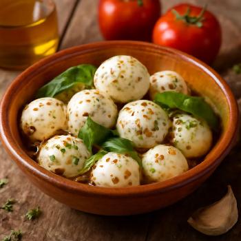 Billes de Mozzarella Marinées à l'Italienne pour Salade Caprese
