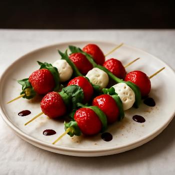Brochettes Caprese Balsamique aux Fraises