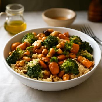 Salade de Boulgour, Pois Chiches et Légumes Rôtis : Un Plat Végétarien Complet et Savoureux