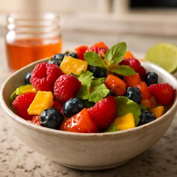 Salade de Fruits Fraîche à la Vinaigrette Miel-Citron Vert