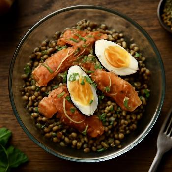 Salade de Lentilles à la Française au Saumon Fumé
