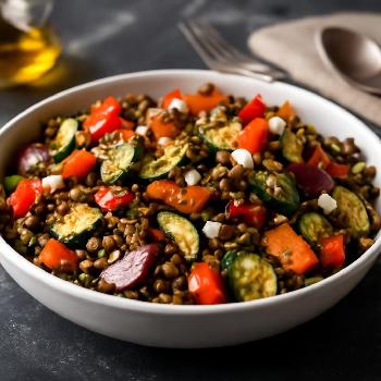 Salade de Lentilles aux Légumes Rôtis : Un Festin de Saveurs et de Couleurs