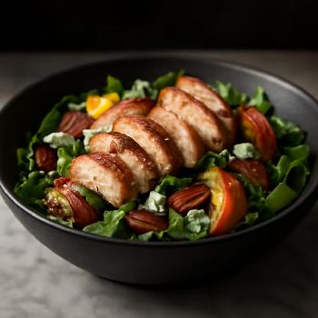 Salade de Poulet Grillé, Pêches et Noix de Pécan