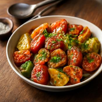 Salade de Tomates Anciennes Rôties au Four, Ail et Herbes de Provence