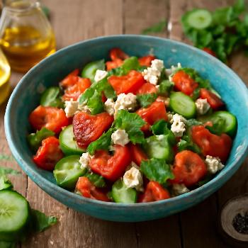 Salade de Tomates et Concombre à la Feta et à la Menthe