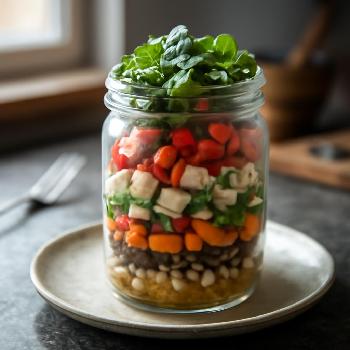 Salade en Bocal : Superposition Astucieuse pour un Repas Nomade