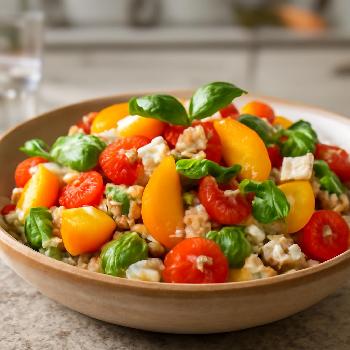Salade Estivale de Quinoa aux Pêches et Basilic