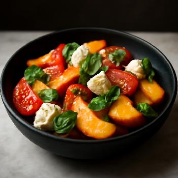 Salade Estivale : Pêches, Tomates, Mozzarella et Basilic Frais