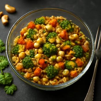 Salade Végétalienne Quinoa et Noix de Cajou au Curry
