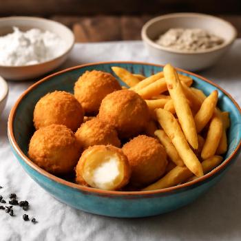 Boules de Mozzarella Panées et Frites