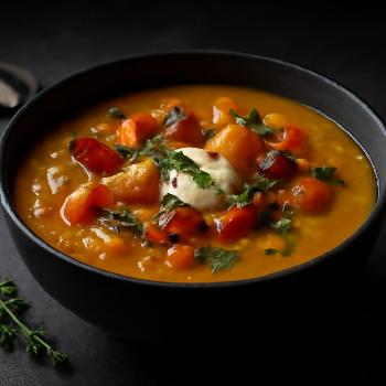 Soupe de Légumes Rôtis au Bouillon de Légumes Aromatique