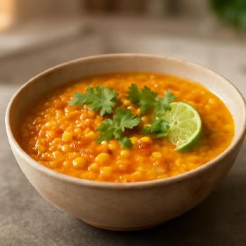 Soupe de lentilles corail au lait de coco et épices