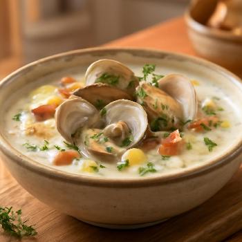 Soupe de palourdes de Nouvelle-Angleterre traditionnelle